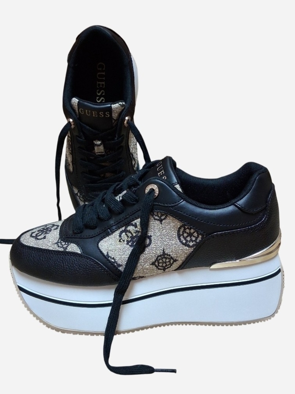 GUESS Women's Black Platform Logo Sneakers Vintage